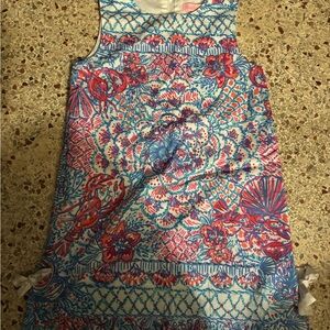 Lilly Pulitzer Girl Classic Shift Dress Size 7Seashells Lobster &Flowers